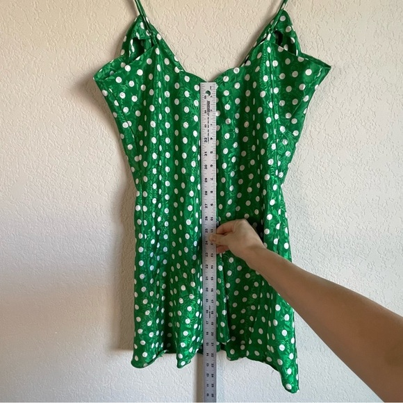 Vintage Victoria's Secret Gold Label Green Polkadot Slip Nightgown Medium - Picture 5 of 10
